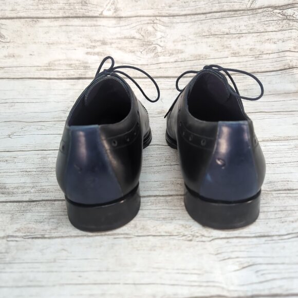 Zampiere Black and Blue Cap Toe Mens Oxford Dress Shoes Size 10.5 - Picture 4 of 10
